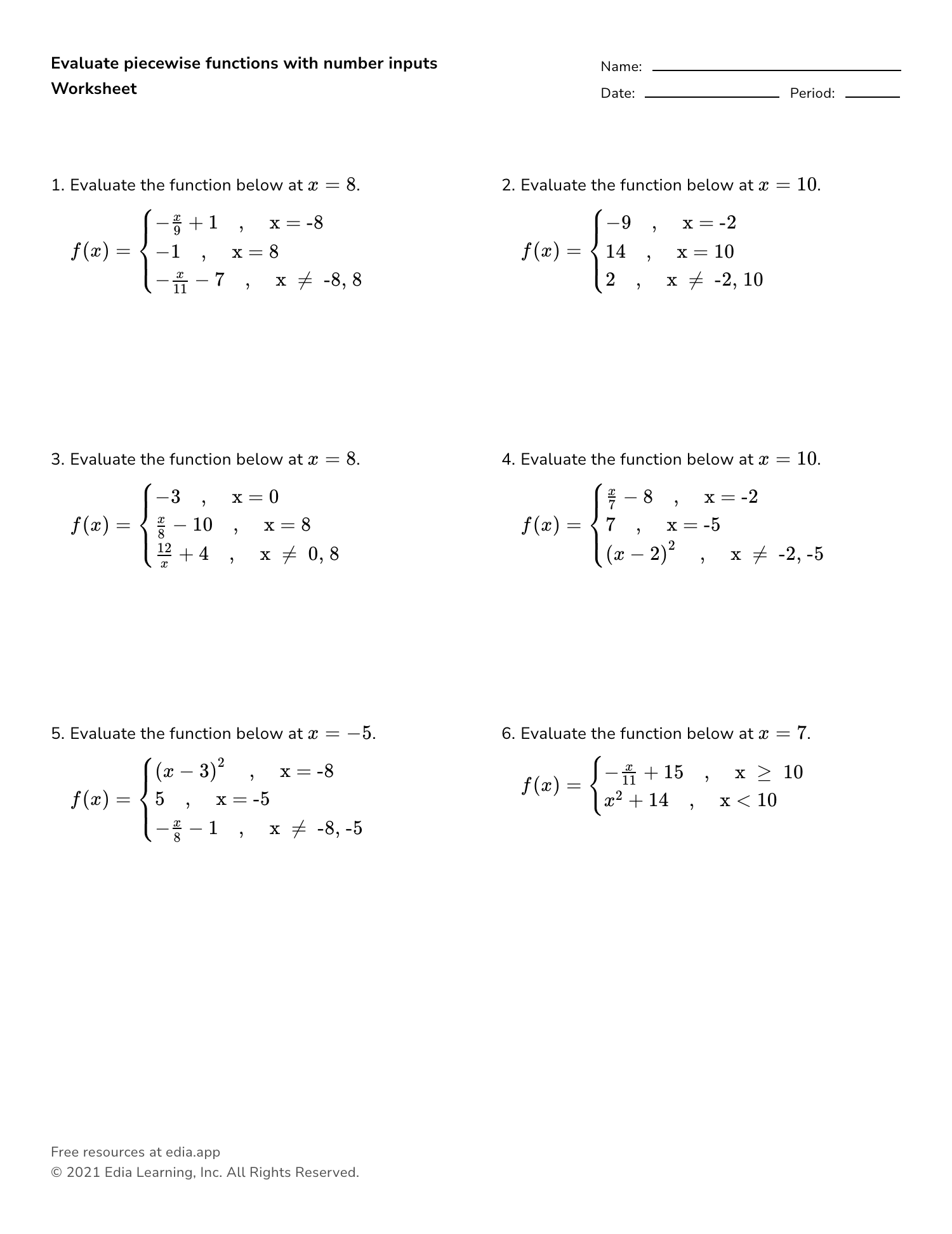 Free Evaluating Linear Functions Worksheet Download Free Evaluating Linear Functions Worksheet Png Images Free Worksheets On Clipart Library
