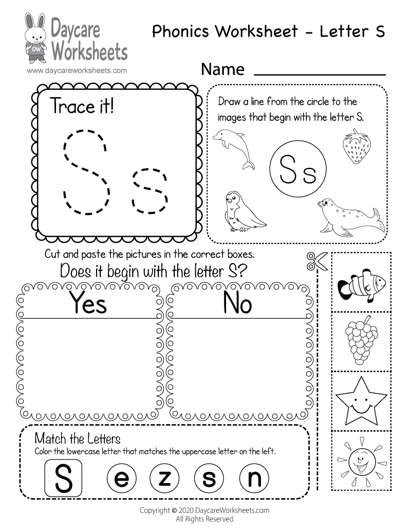 Free Letter S Phonics Worksheet For Preschool Beginning Sounds Free Letter S Phonics Worksheet For Preschool Beginning Sounds