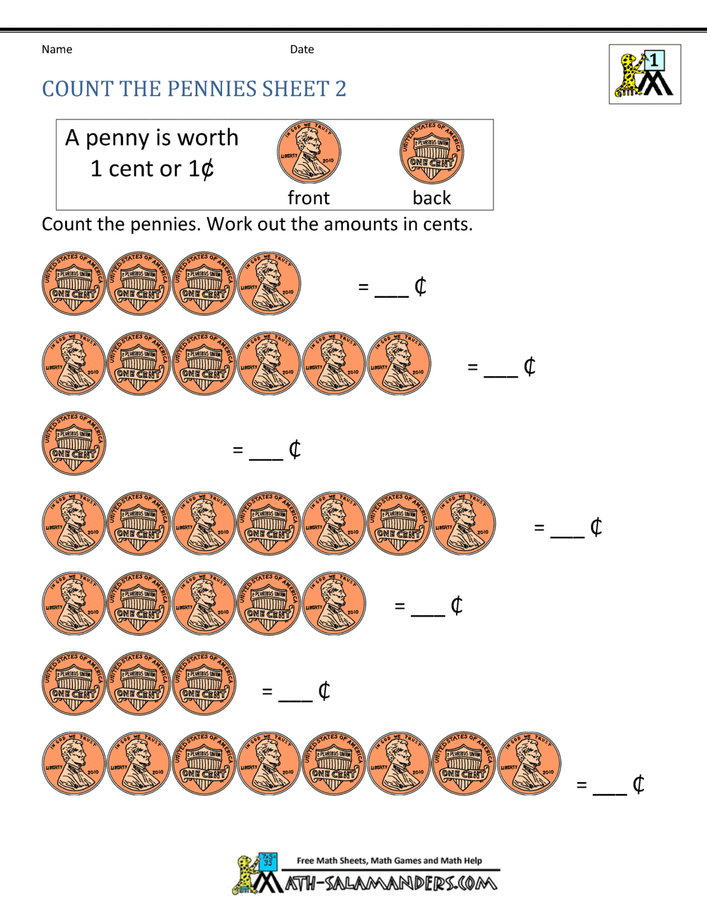 Free Math Money Worksheets 1st Grade Money Worksheets For 1st Grade