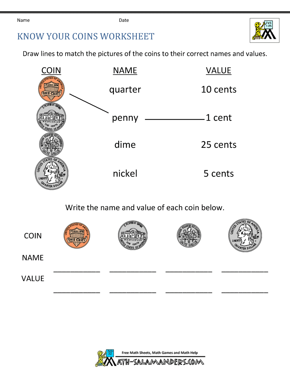 Free Math Money Worksheets 1st Grade Free Math Money Worksheets 1st Grade