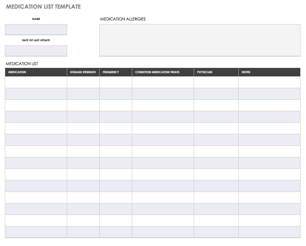 Free Medical Form Templates Smartsheet