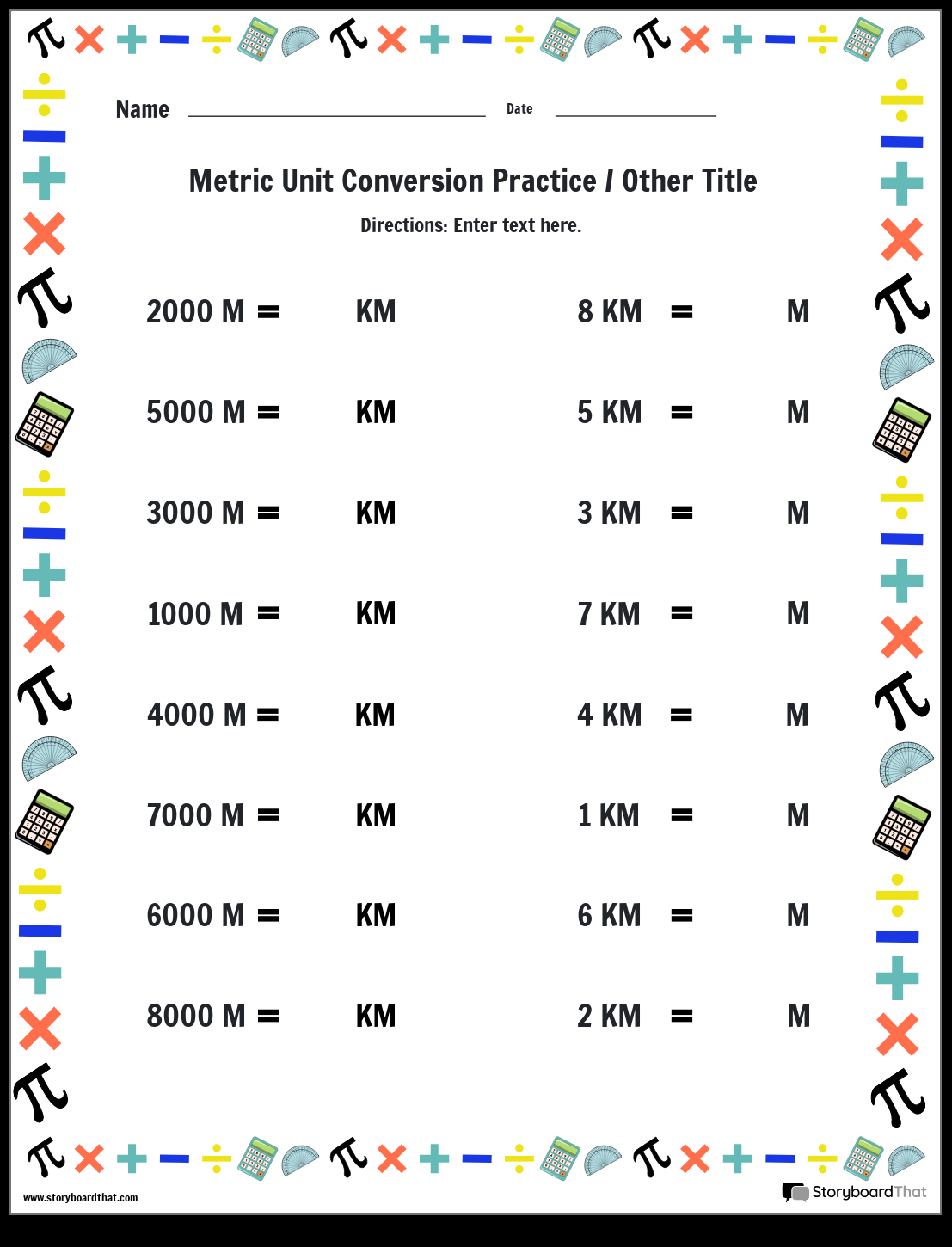 Free Metric Worksheets Customize With Storyboard That Free Metric Worksheets Customize With Storyboard That