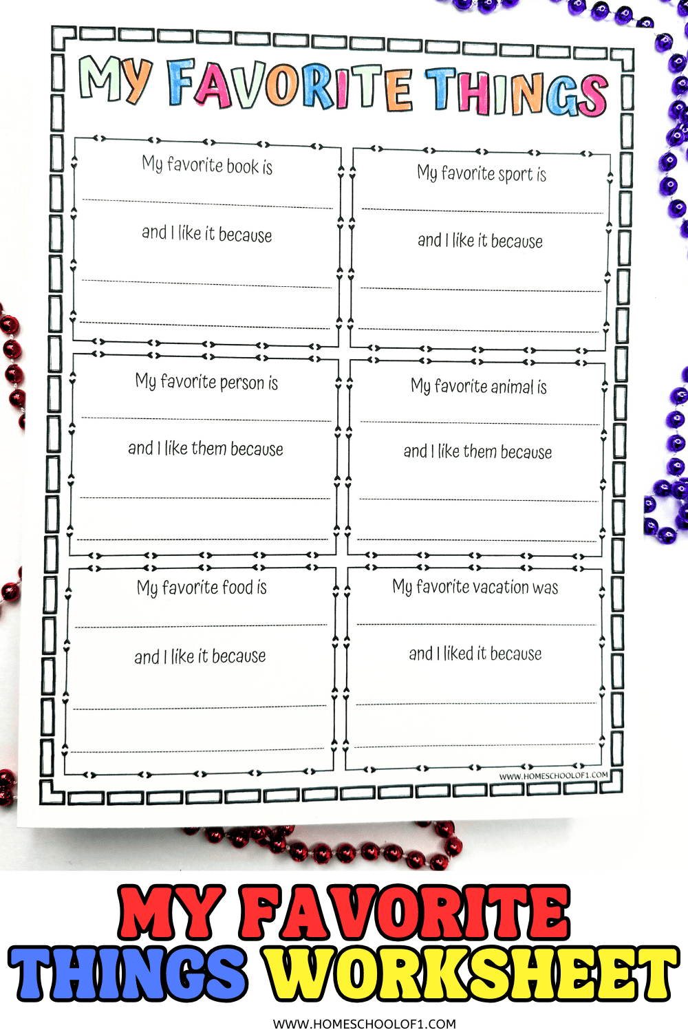 Free My Favorite Things Worksheet Free My Favorite Things Worksheet