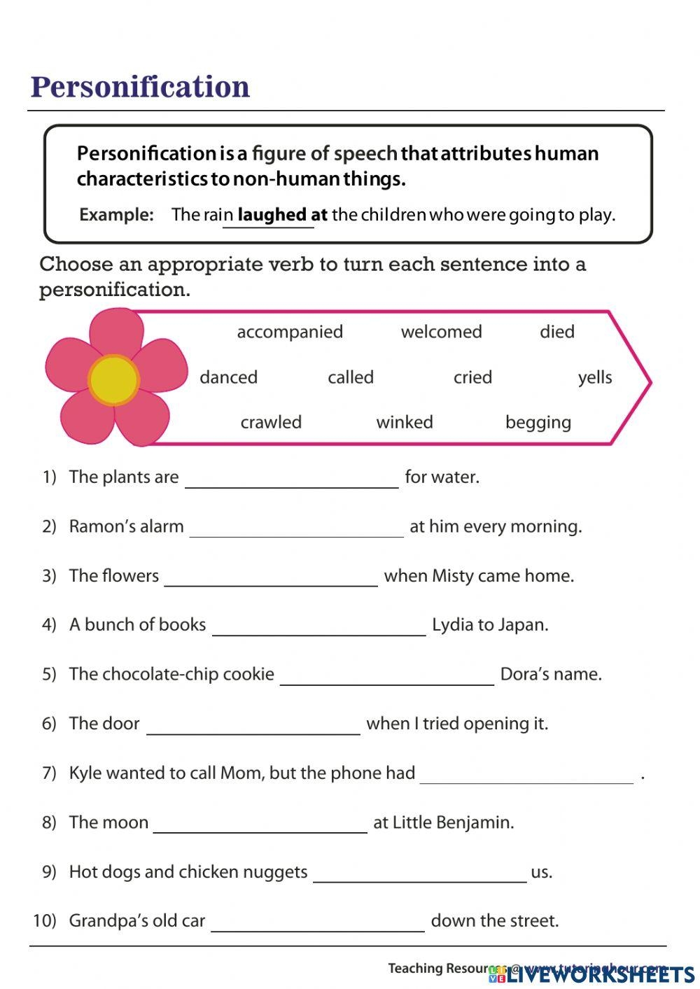 Free Personification Worksheet Download Free Personification Worksheet Png Images Free Worksheets On Clipart Library