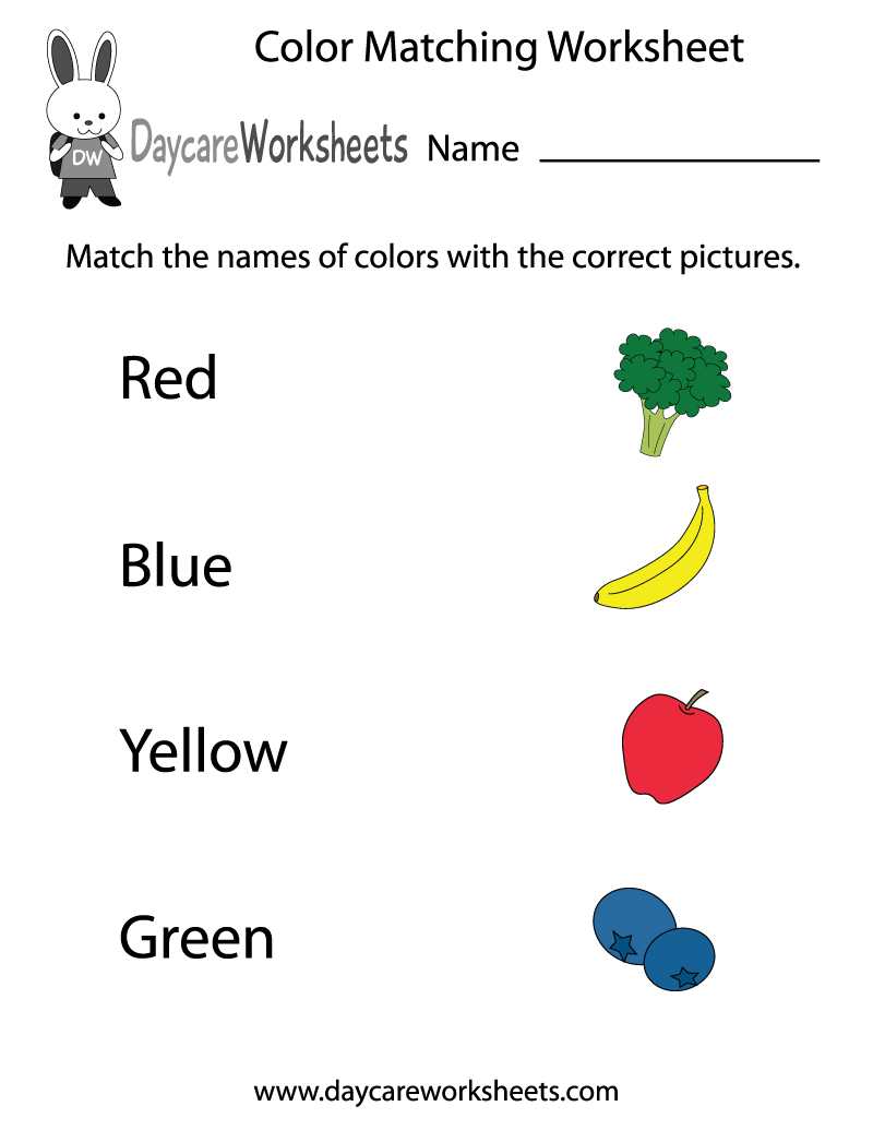 Free Preschool Color Identification Worksheet