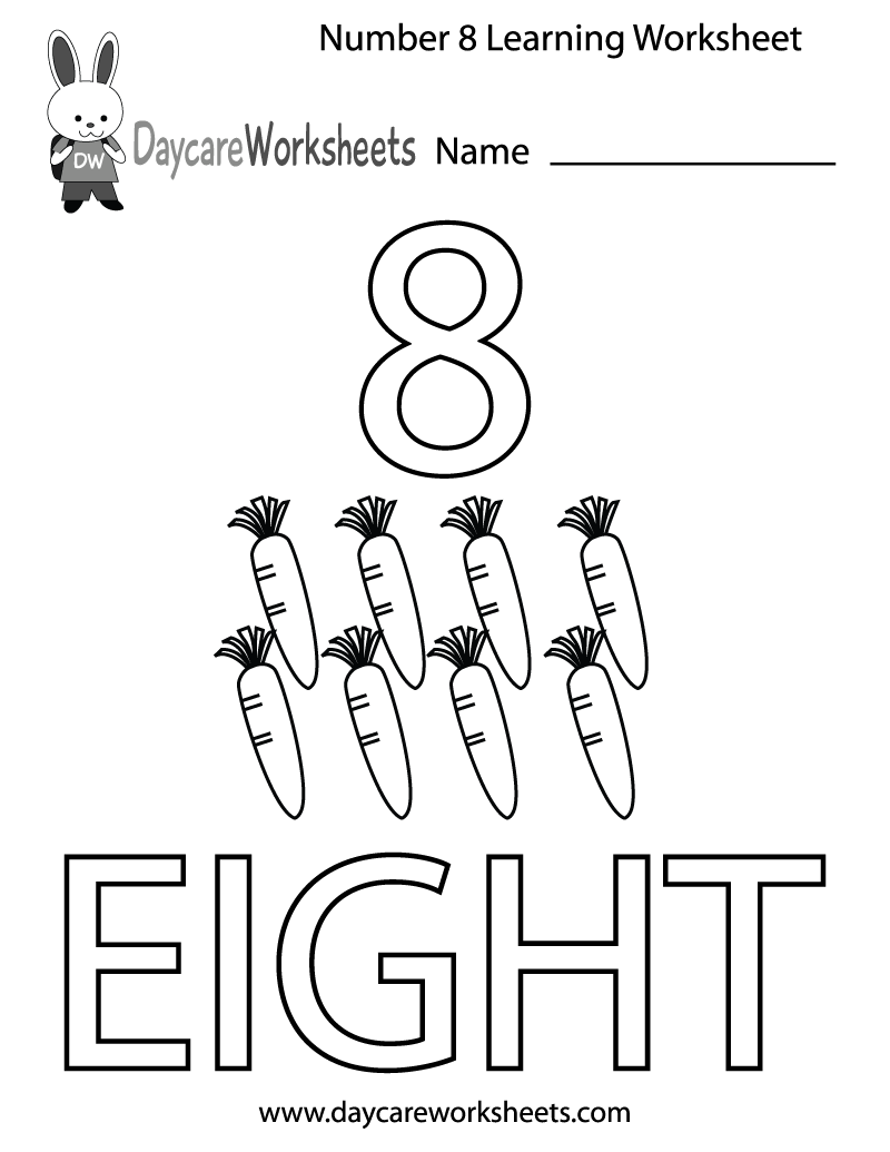 Free Preschool Number Eight Learning Worksheet Free Preschool Number Eight Learning Worksheet