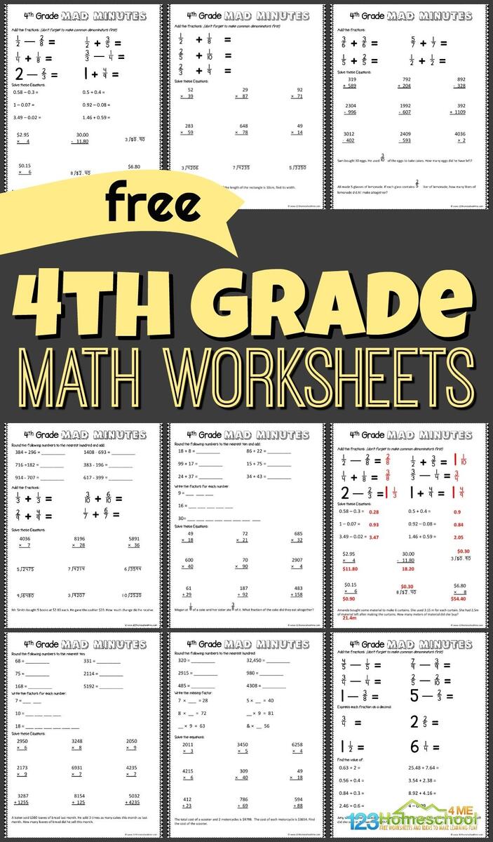 FREE Printable 4th Grade Math Worksheets Pdf Fourth Grade Spelling Worksheets Free Printable Word Lists Practice