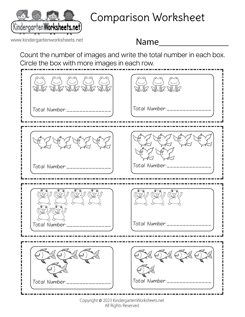 Free Printable Comparison Worksheet Free Printable Comparison Worksheet