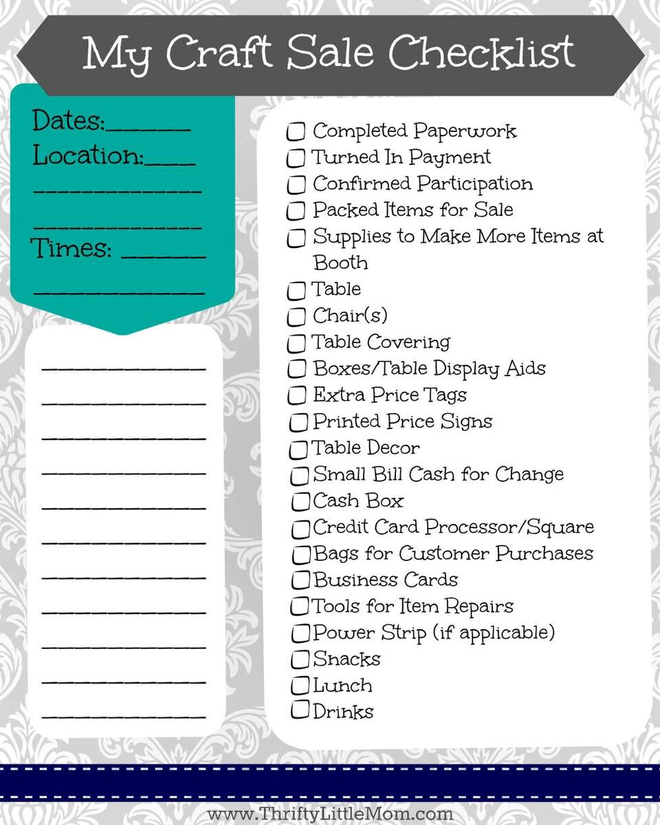 Free Printable Craft Show Checklist Thrifty Little Mom Free Printable Craft Show Checklist Thrifty Little Mom