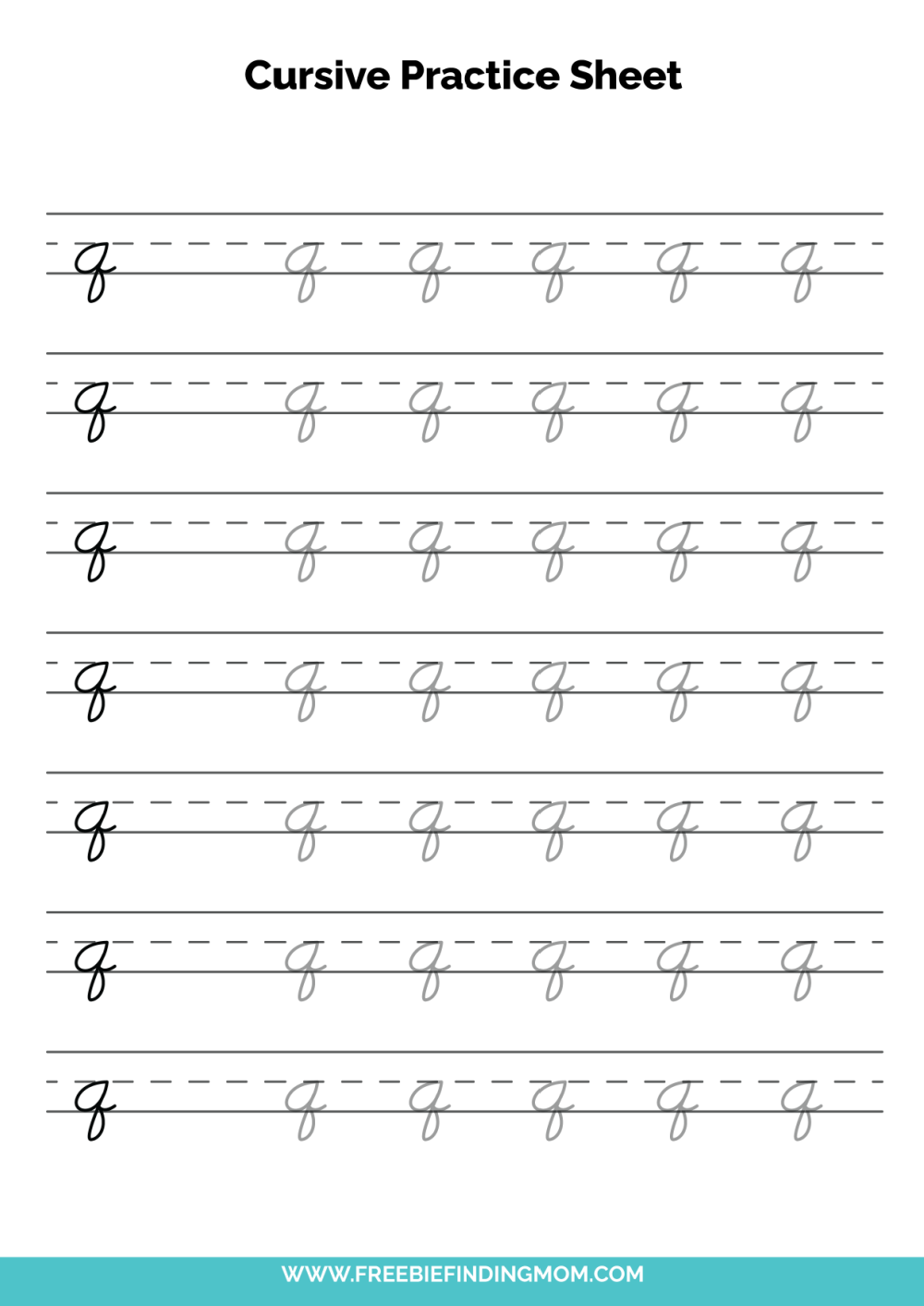 Free Printable Cursive Alphabet Practice Sheets Lowercase Q Cursive Alphabet Tracing Worksheets Free Printables Teach Prints