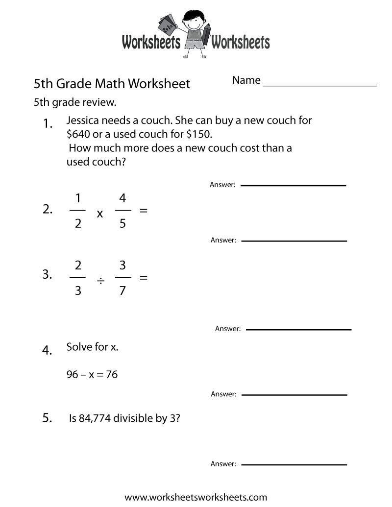 5th Grade Math Worksheets For Free ArgoPrep