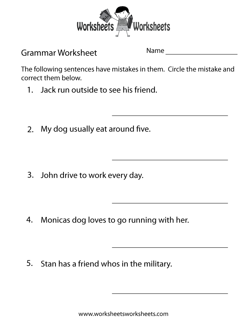 Free Printable Grammar Practice Worksheet Grammar Mechanics Worksheets Grammar Of Numbers Worksheets
