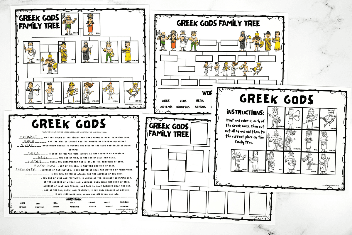 Printable Ancient Greek Mythology Activity Bundle For Kids Topic Research Home Schooling Gods Goddesses Mind Maps And So Much More Etsy Hong Kong