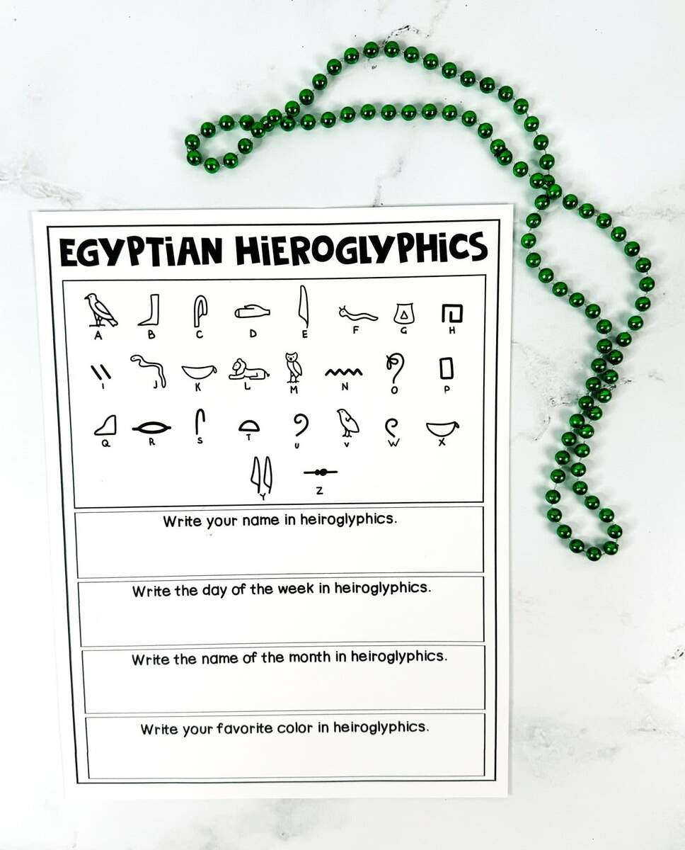 Free Printable Hieroglyphics Worksheets For Kids