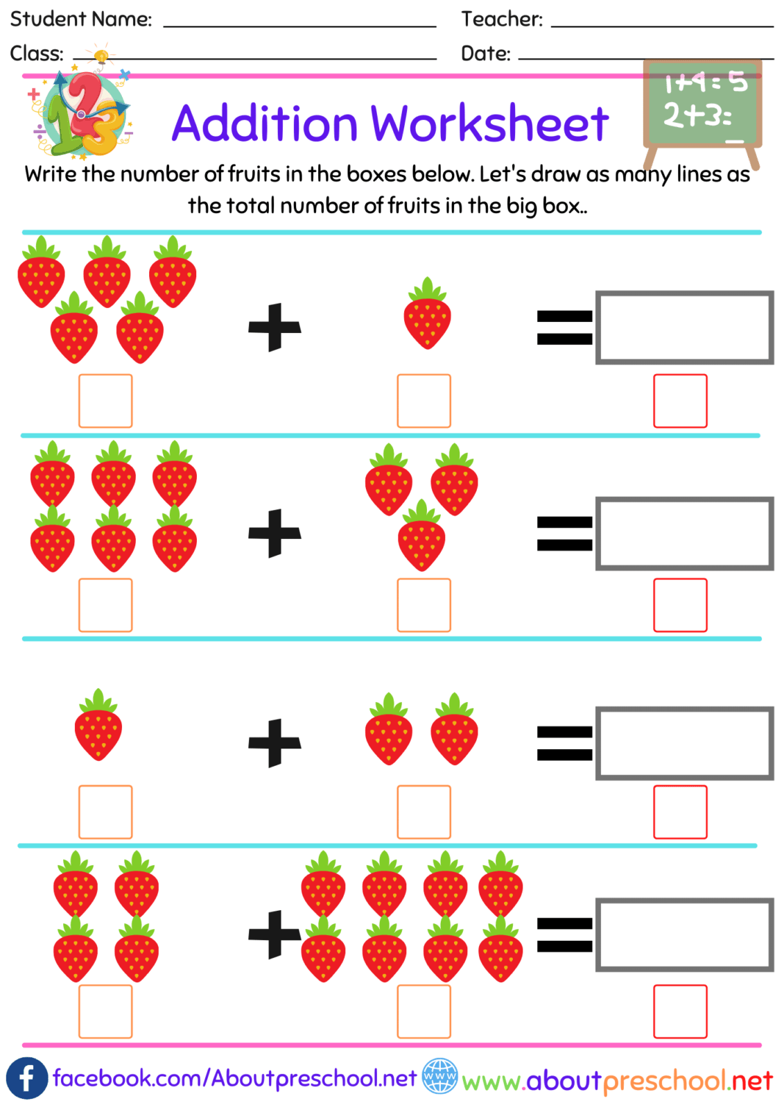 FREE Printable Kindergarten Addition Worksheets Numbers 1 10 Worksheets Library