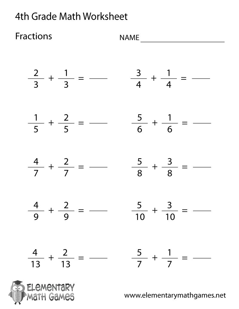 Free Printable Learning Fractions Worksheet For Fourth Grade 4th Grade Fractions Worksheets PDF Printable Worksheets Cazoom Math