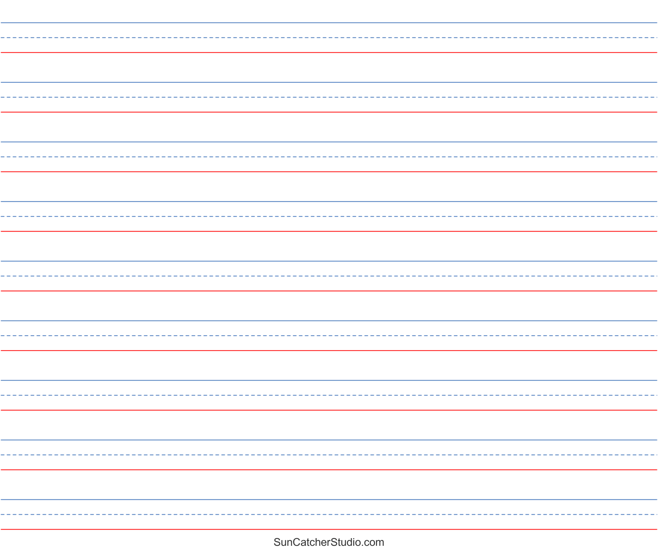 Free Printable Lined Paper Handwriting Notebook Templates Free Printables Lettering SVG Files Tools Apps 100 Pages Kindergarten Writing Paper With Lines For ABC Kids Blank Handwriting Practice For Kids With Dotted Line Exercise Tracing Shapes Numbers And Writing Cursive Letter Tracing Worksheet Books The Fun