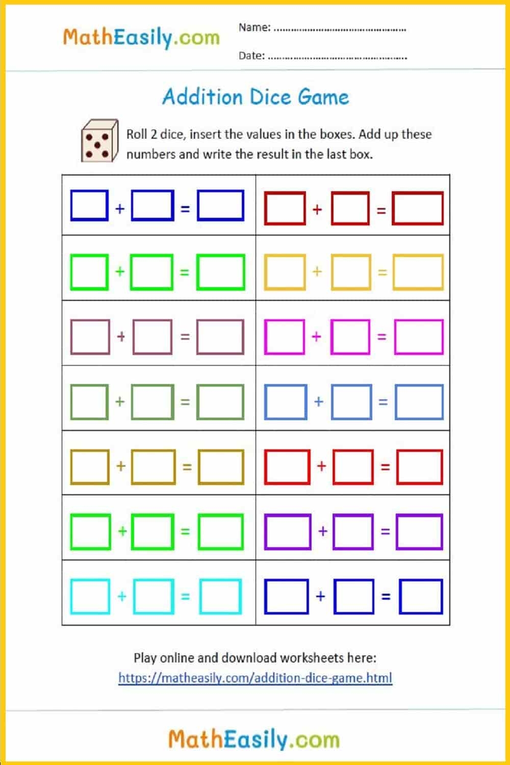 FREE 1st Grade Printable Math Worksheets First Grade Mad Minutes