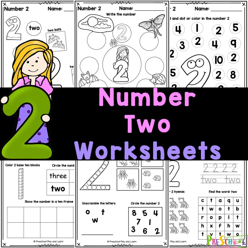 FREE Printable Number 2 Worksheets Tracing Counting Free Printable Kindergarten Counting Worksheets Happy Toddler Playtime