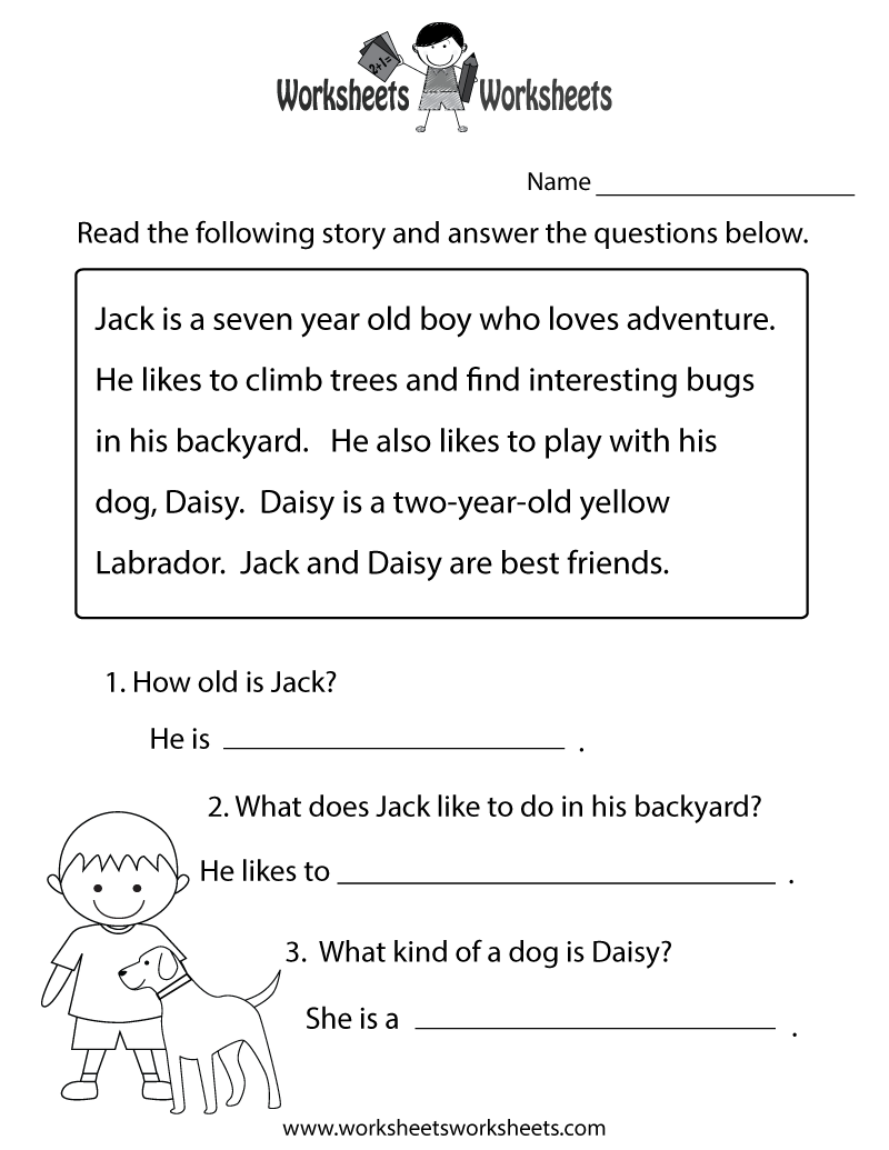 Reading Worksheet For Kids Free Printable Digital PDF