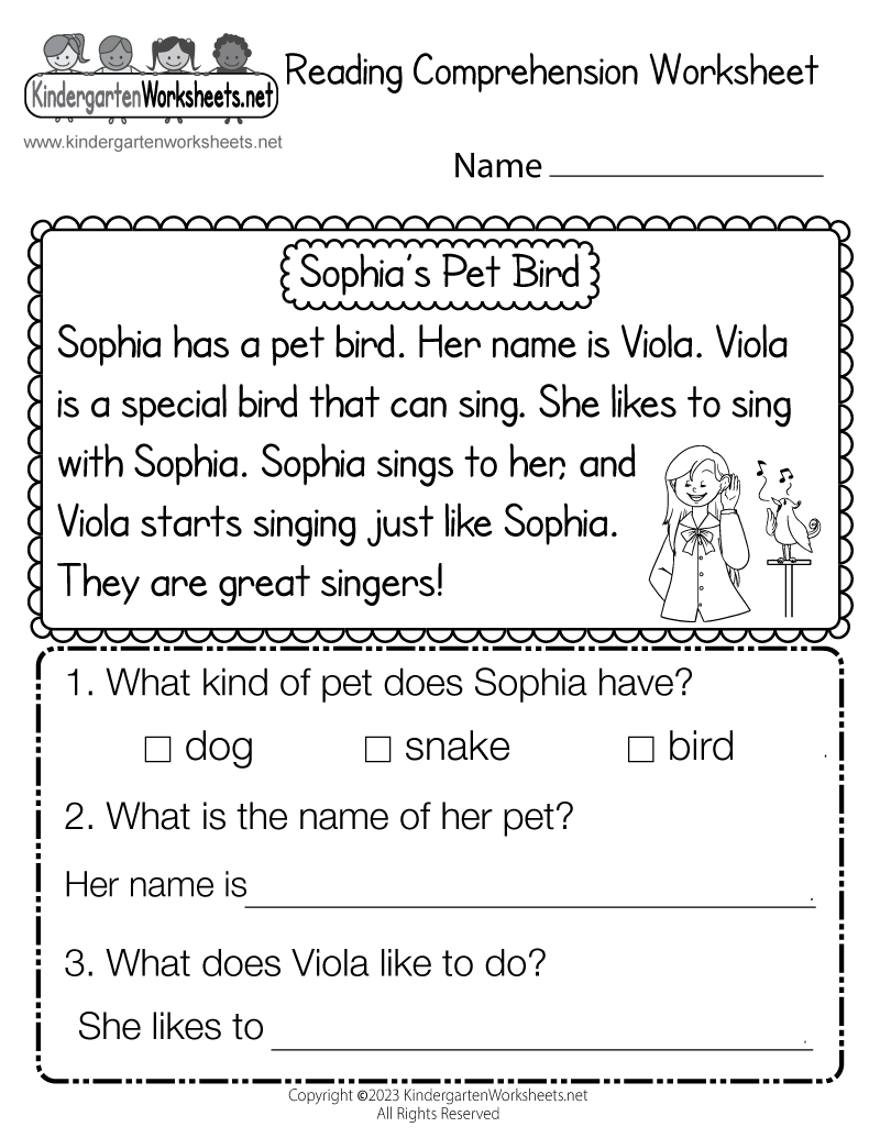 Free Printable Reading Comprehension Worksheet Free Printable Reading Comprehension Worksheet