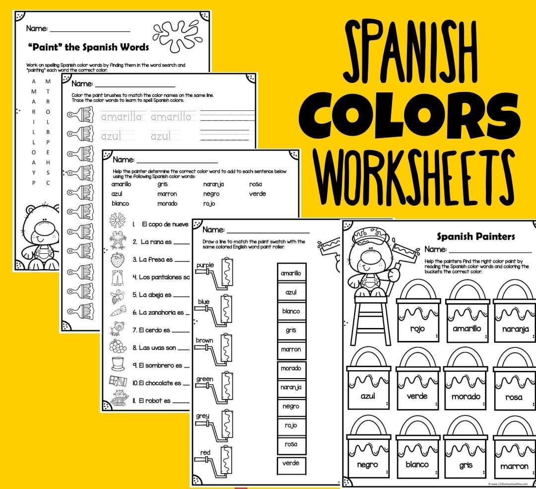 FREE Printable Spanish Color Worksheets Spanish Common School Classes Vocabulary Word List Worksheet Worksheets Library