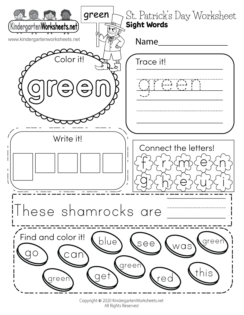 A Variety Of Activity Sheets On St Patricks Day For Preschools