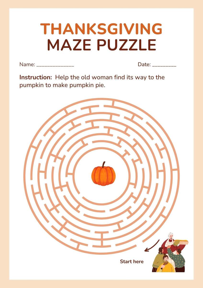 Free Printable Thanksgiving Worksheet Templates Canva