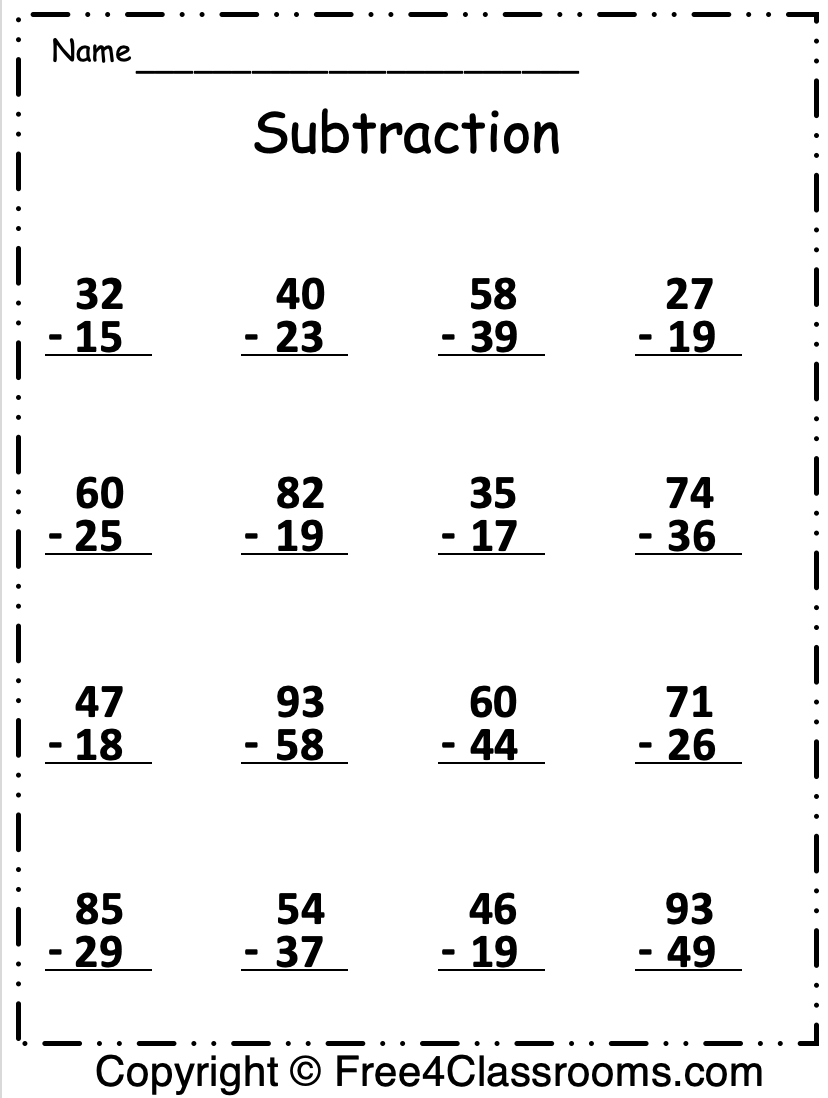 Free Subtraction 2 Digit Regrouping Worksheet Free Worksheets Worksheets Library