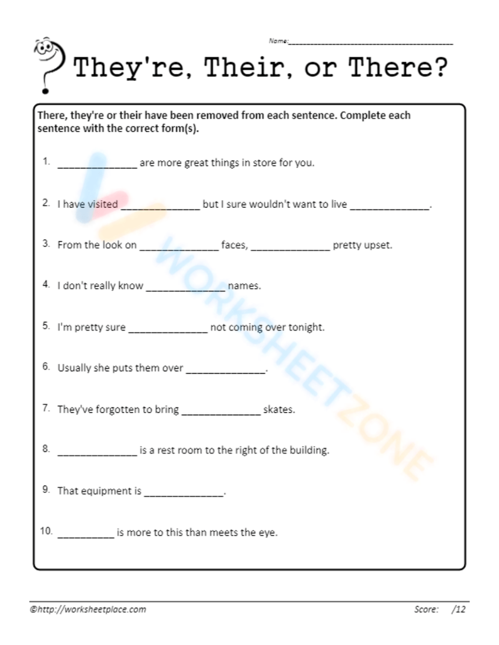 Free There Their Theyre Worksheet Collection For Teaching Worksheets Library