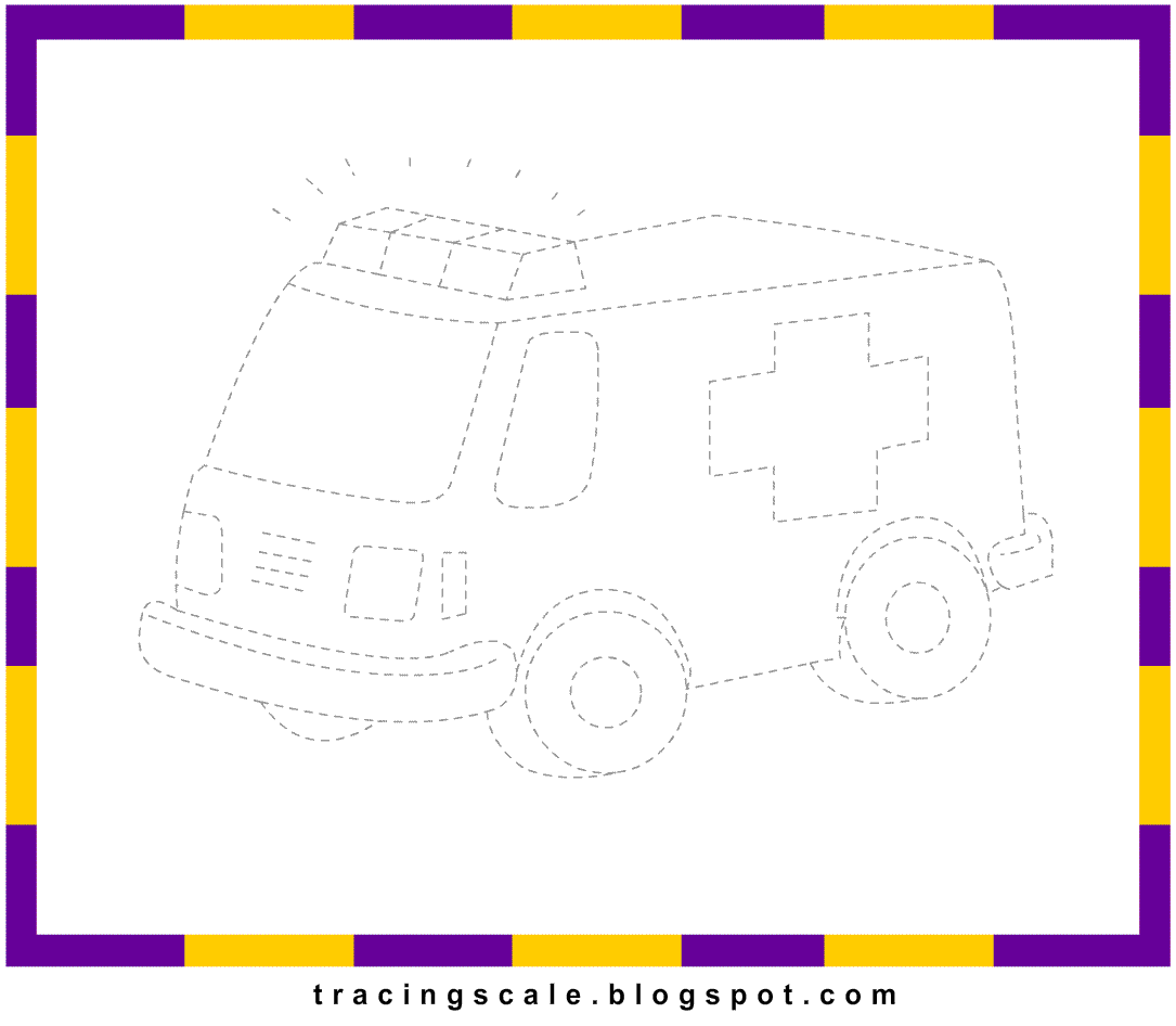 Free Tracing Worksheet Printable Ambulance Tracing