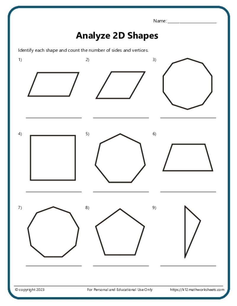 Geometry Worksheets 4th Grade Geometry