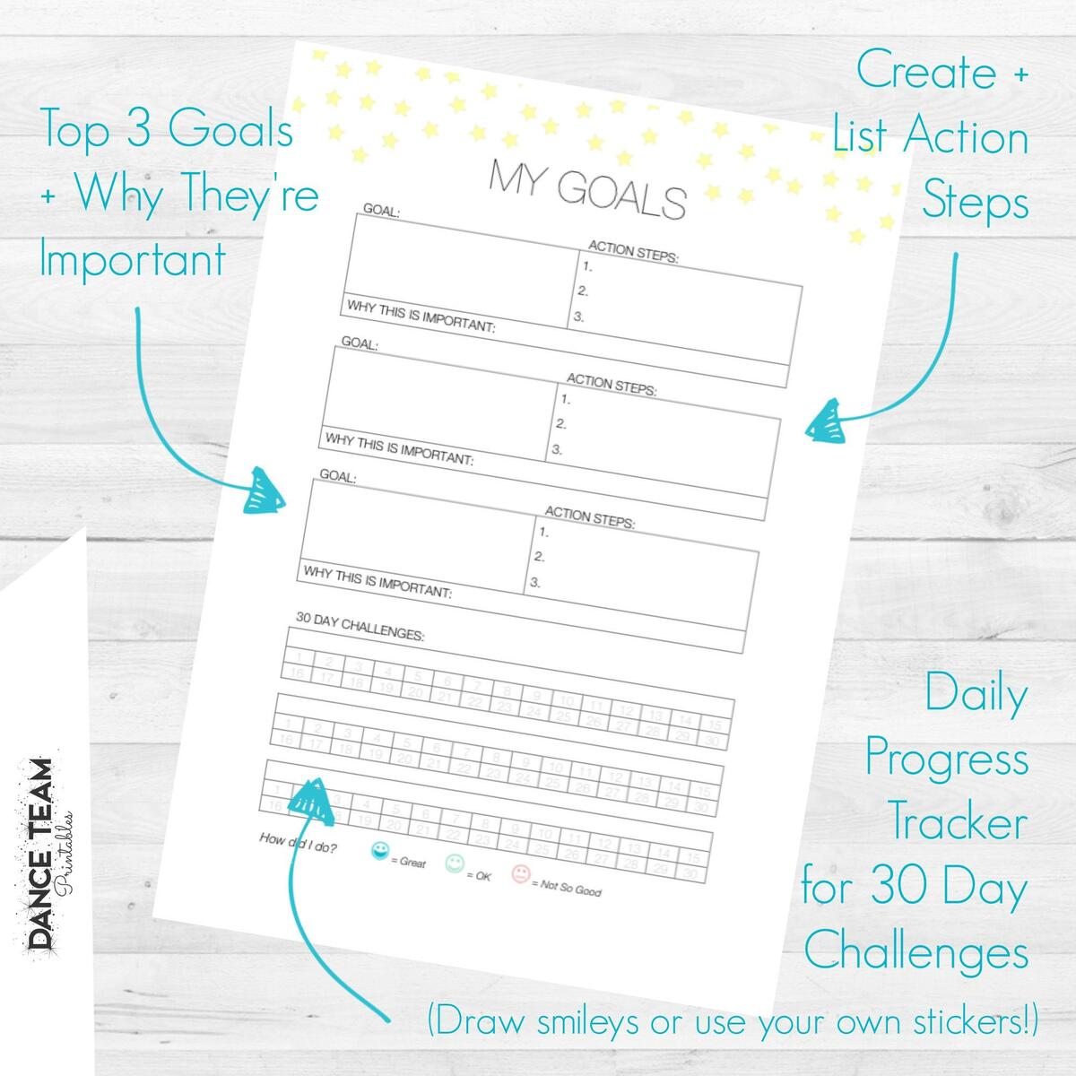 Goal Tracking Worksheet My Goals Printable Goal Setting Worksheet Dance Team Dance Teacher Instant Download Etsy Australia
