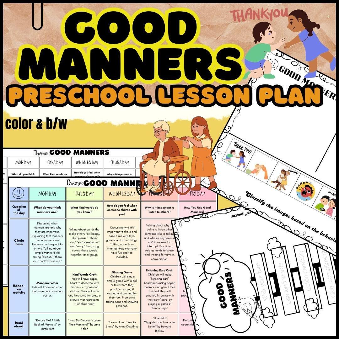 GOOD MANNERS Preschool Weekly Lesson Plan Etsy