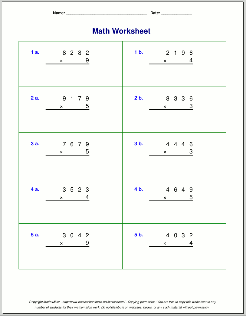 Grade 4 Multiplication Worksheets Grade 4 Multiplication Worksheets