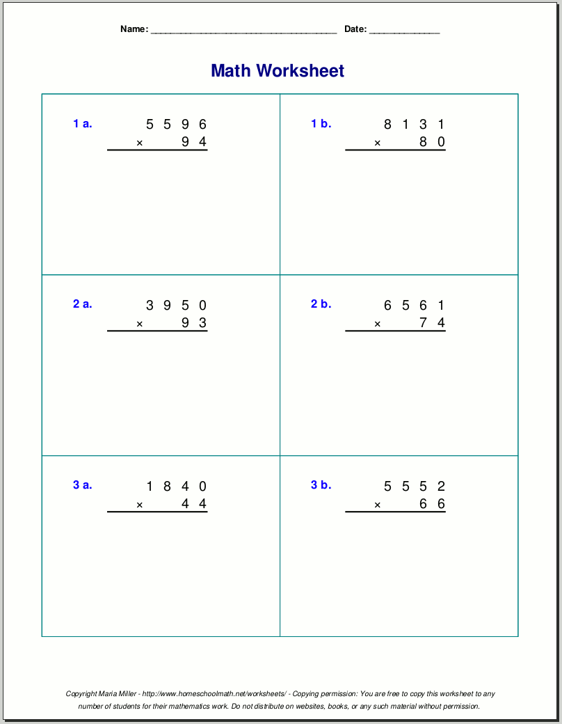 Grade 5 Multiplication Worksheets Grade 5 Multiplication Worksheets