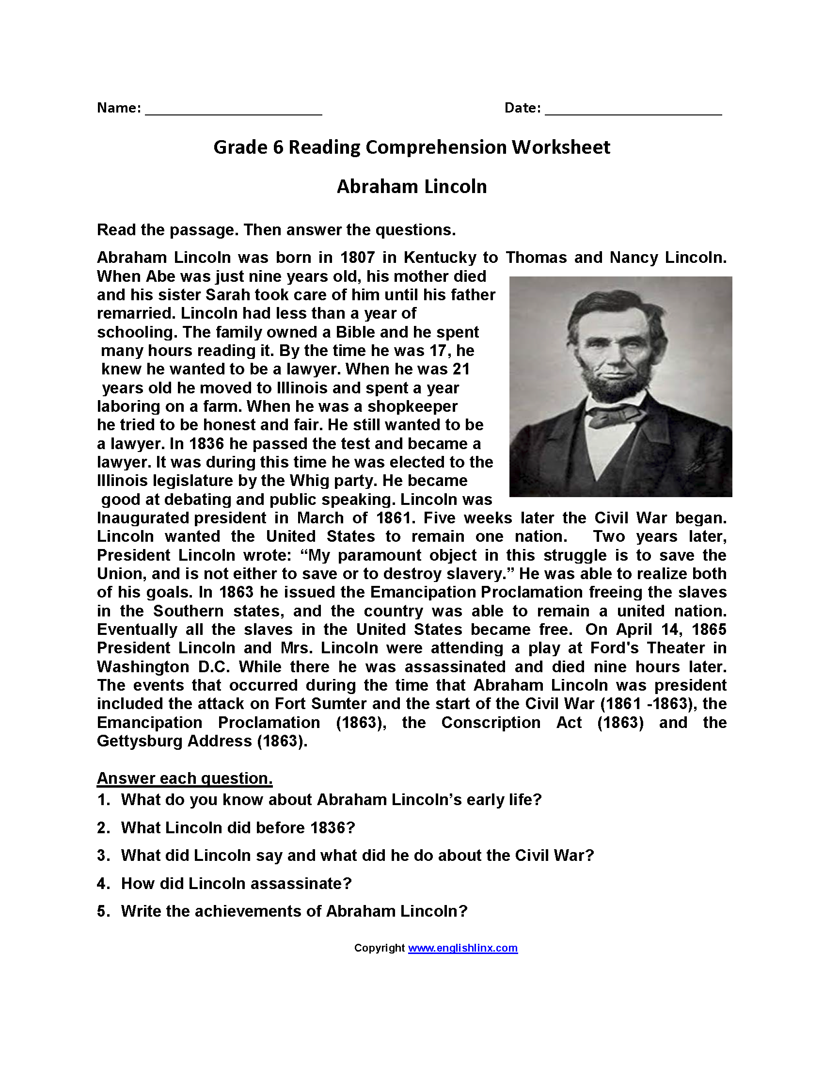 Grade 6 Reading Comprehension Free English Worksheets Worksheets Library Grade 6 Reading Comprehension Free English Worksheets Worksheets Library