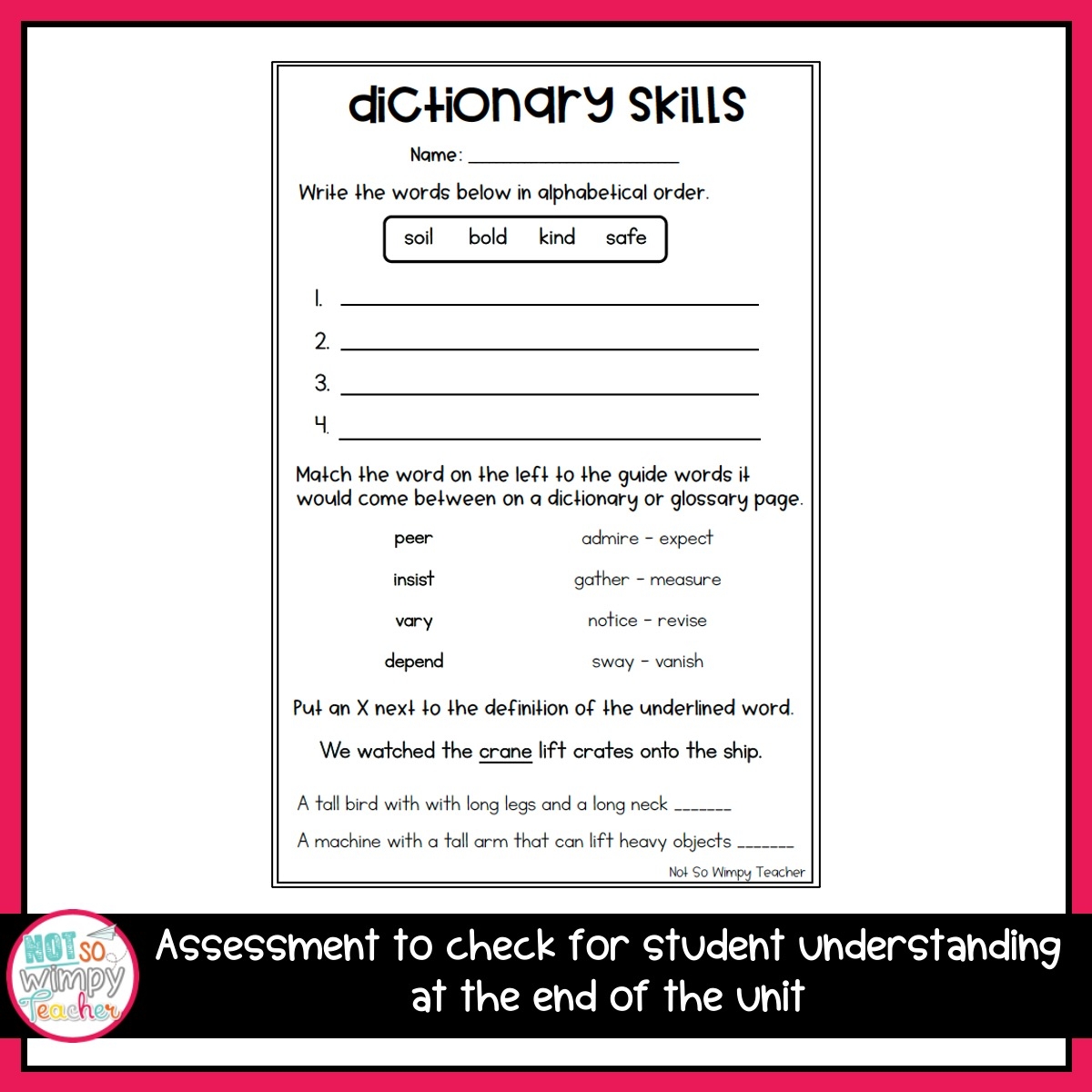 Grammar Second Grade Activities Dictionary Skills Not So Wimpy Teacher