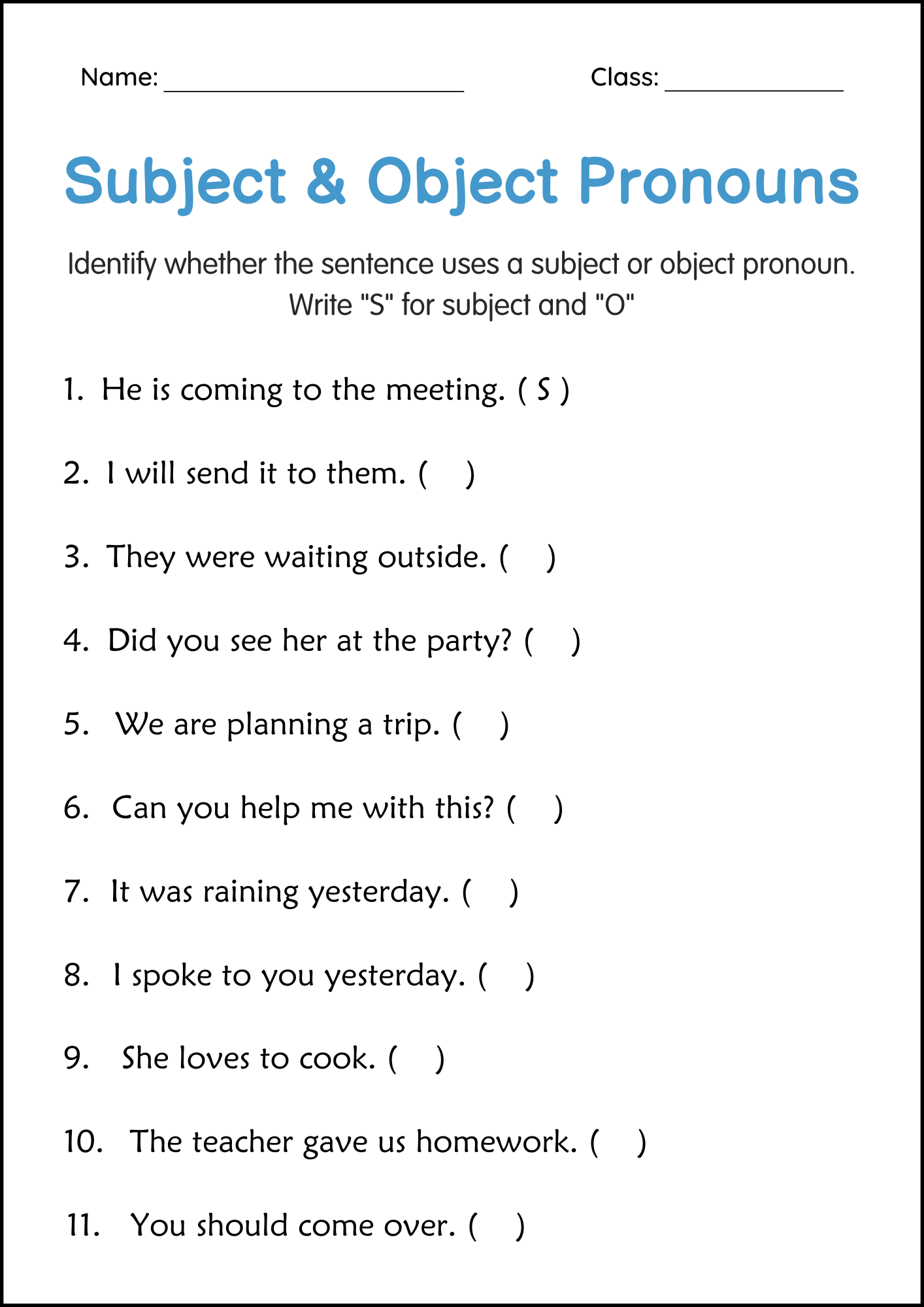 Grammar Subject And Object Pronouns Activity Worksheets For Grade 1 2 3 Made By Teachers Grammar Subject And Object Pronouns Activity Worksheets For Grade 1 2 3 Made By Teachers