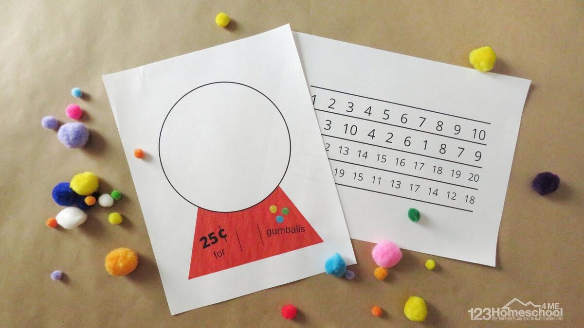 Gumball Counting Activity 123 Homeschool 4 Me