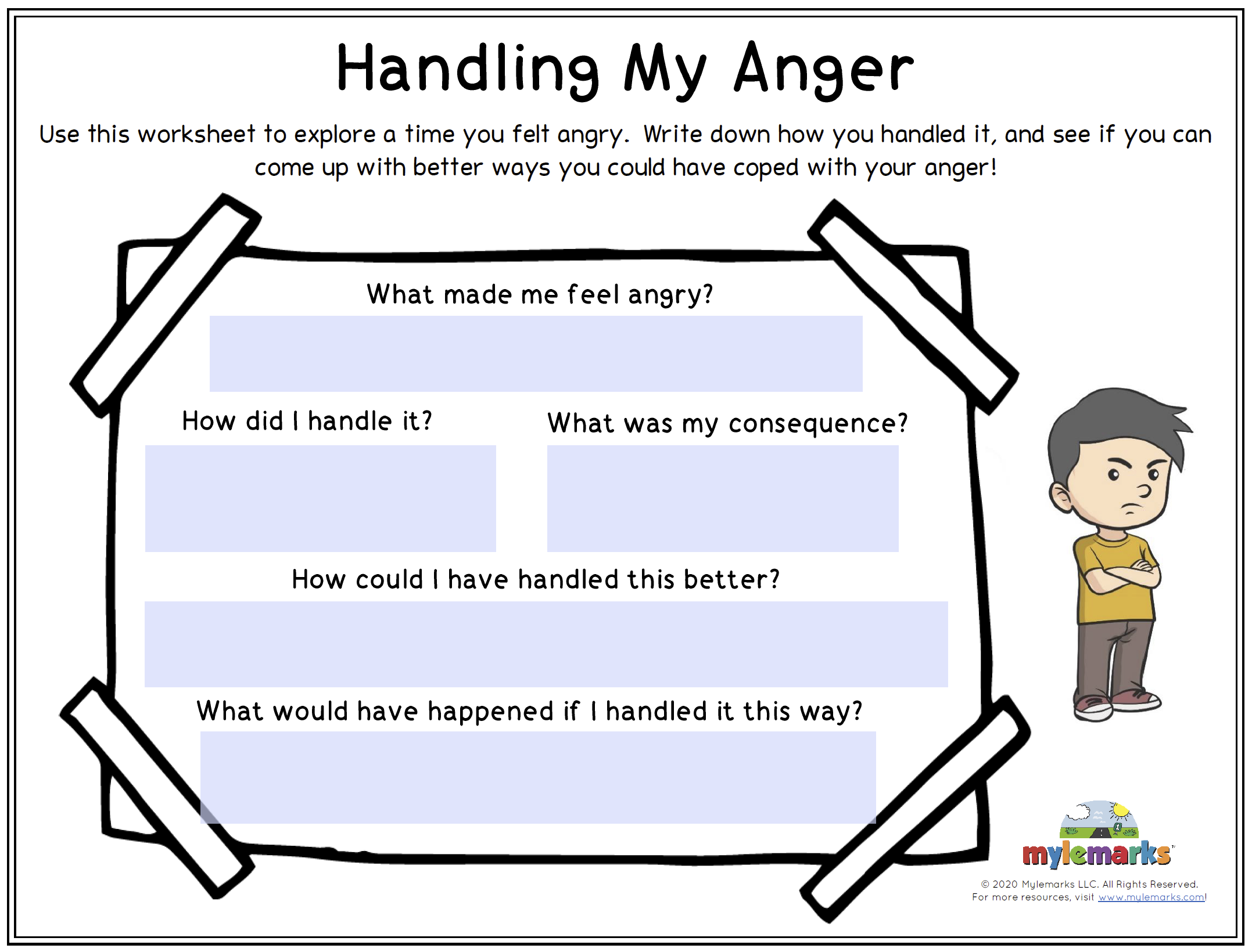 Handling My Anger F Anger Management Worksheets For Teens