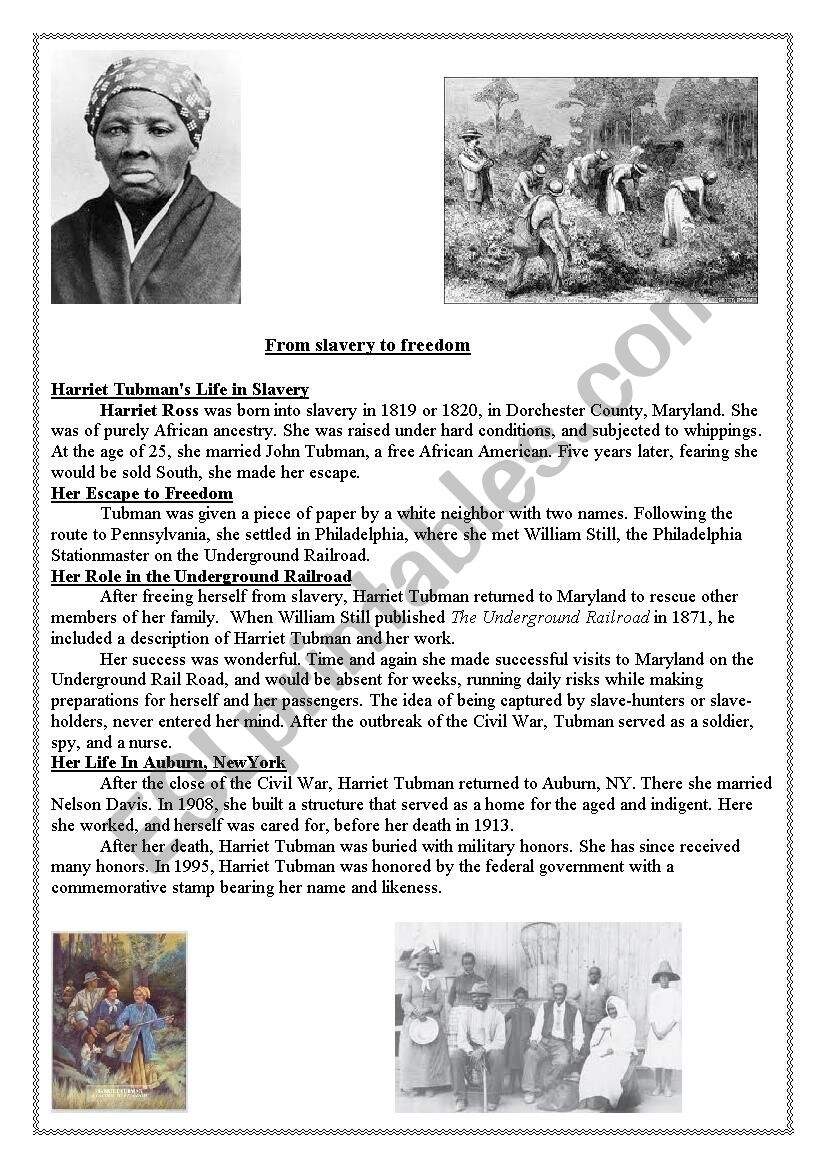 Harriet Tubman ESL Worksheet By Darlamama Worksheets Library Harriet Tubman ESL Worksheet By Darlamama Worksheets Library