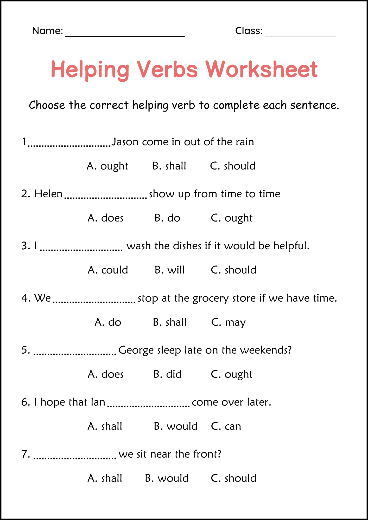 Helping Verbs Grammar Practice Worksheet For Grade 1 Auxiliary Verbs Made By Teachers Helping Verbs Grammar Practice Worksheet For Grade 1 Auxiliary Verbs Made By Teachers