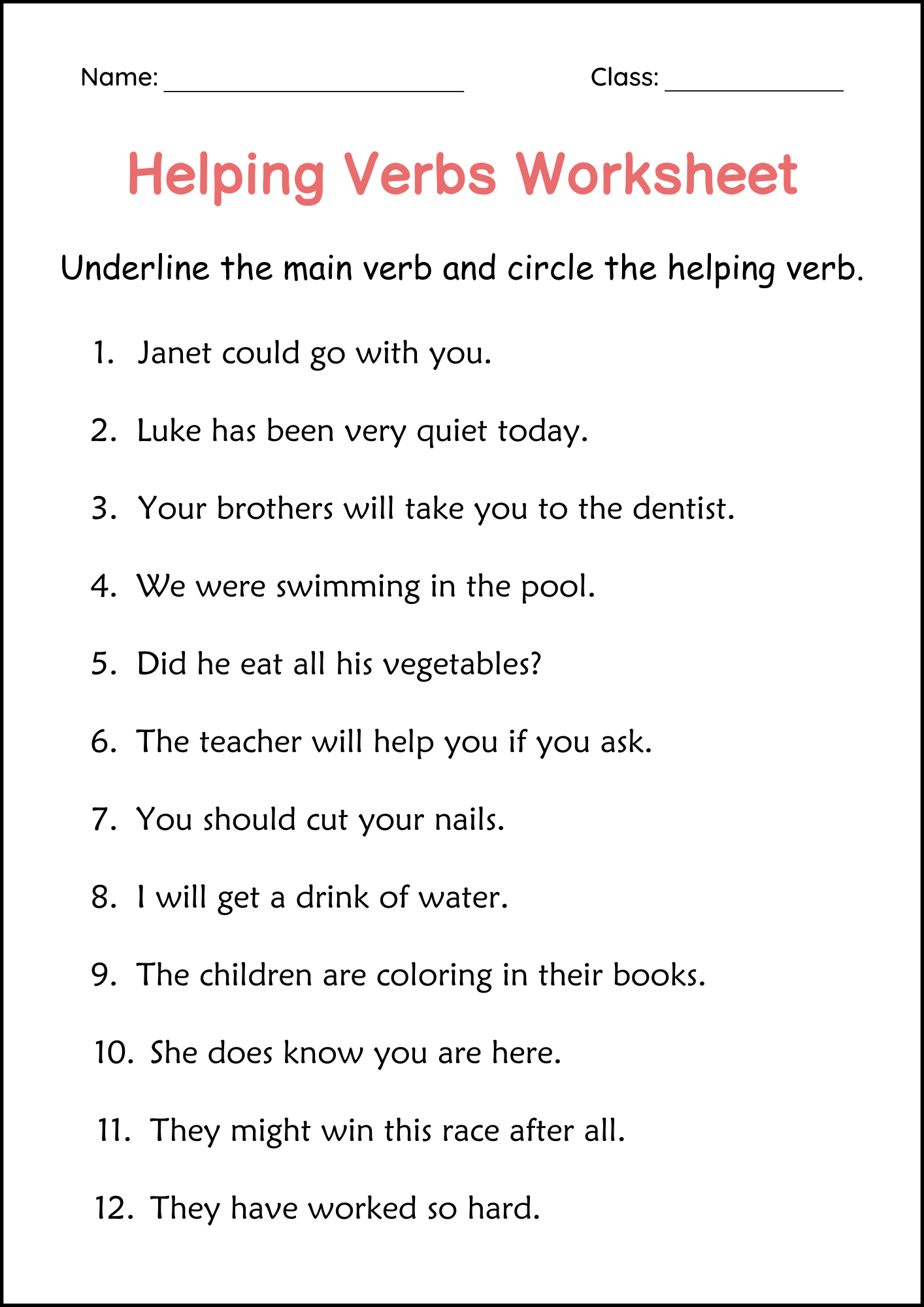 Helping Verbs Grammar Practice Worksheet For Grade 1 Auxiliary Verbs Teaching Resources Helping Verbs Grammar Practice Worksheet For Grade 1 Auxiliary Verbs Teaching Resources