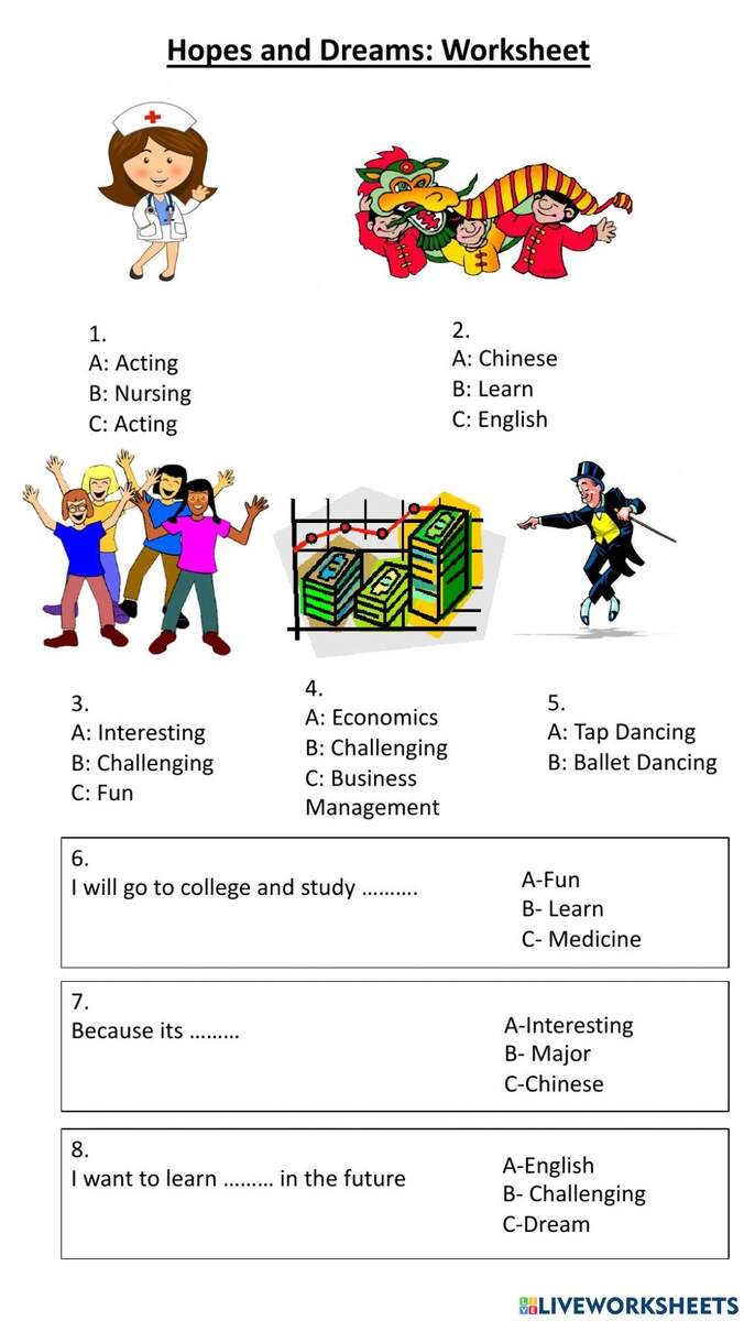 Hopes And Dreams Exercise Worksheets Library