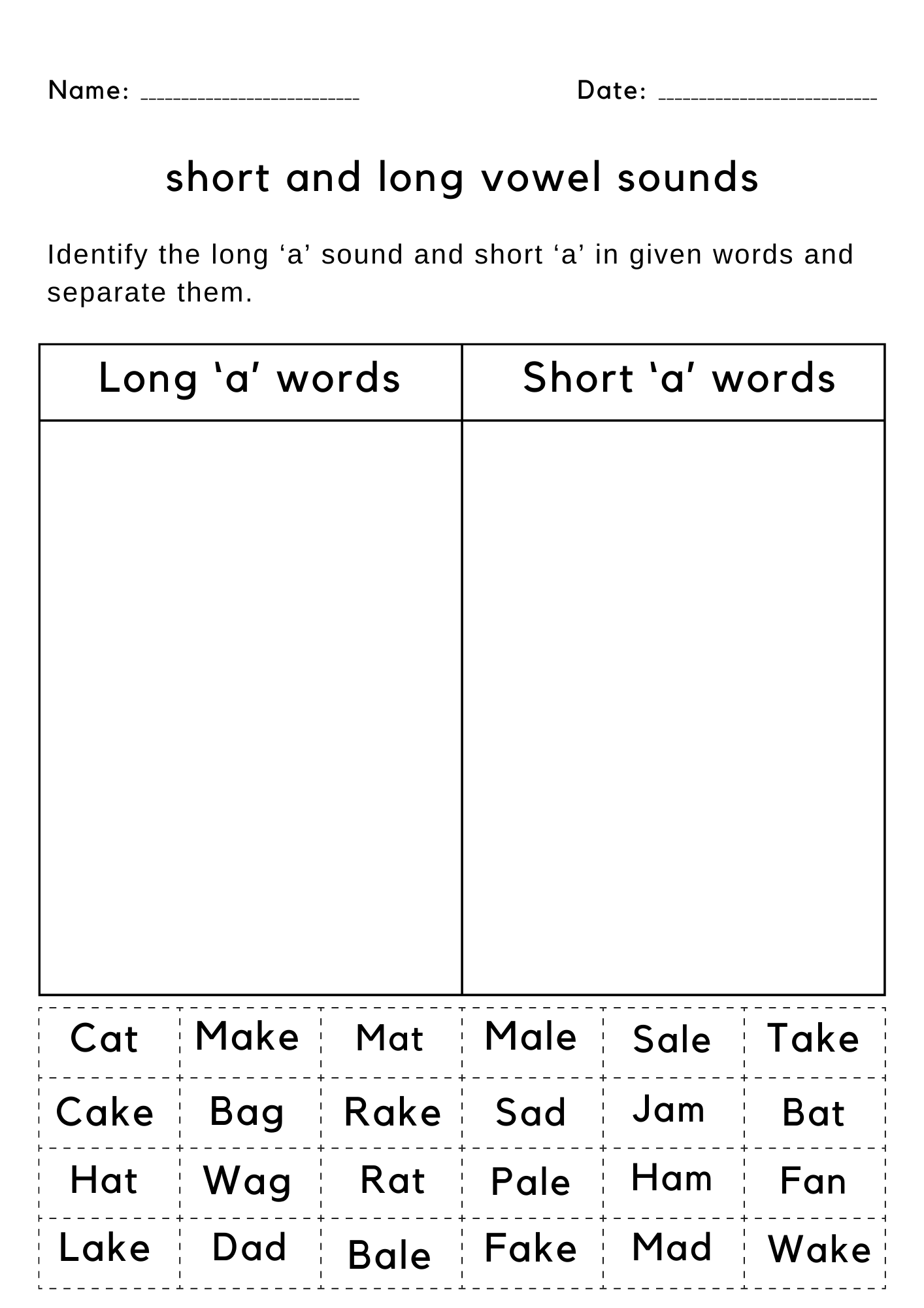 Identifying Long And Short Vowel Sounds Worksheets For Kindergarten Teaching Resources Long Vowels Worksheets Free Coloring Pages 5 Printables