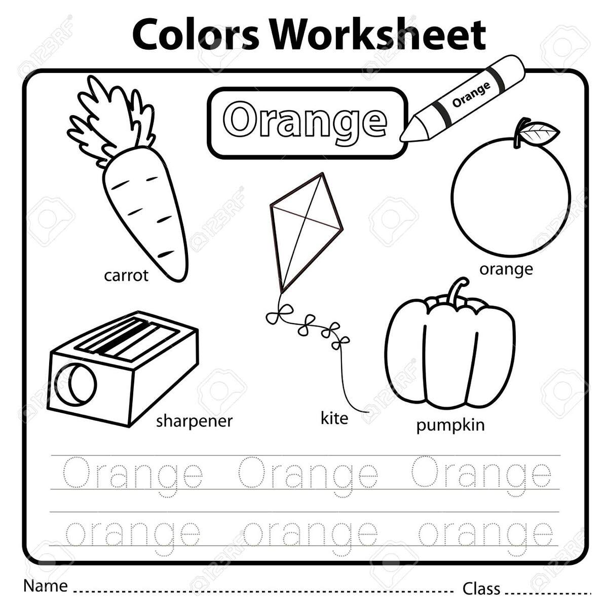 Illustrator Of Colors Worksheet Orange Royalty Free SVG Cliparts Vectors And Stock Illustration Image 122254738
