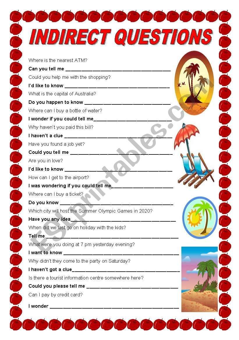 Indirect Questions ESL Worksheet By Ildibildi