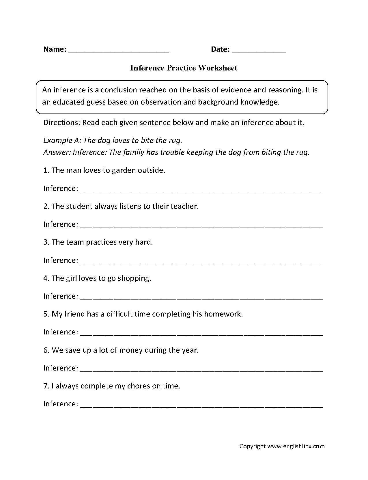 Inference Worksheets Printable Inference Practice For Grades 4 12 Inference Worksheets Printable Inference Practice For Grades 4 12
