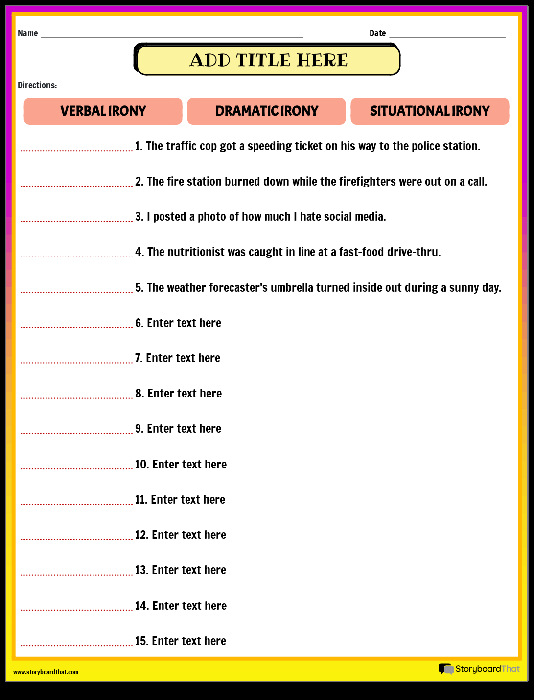 Irony Worksheets Storyboard That For Teachers 2025